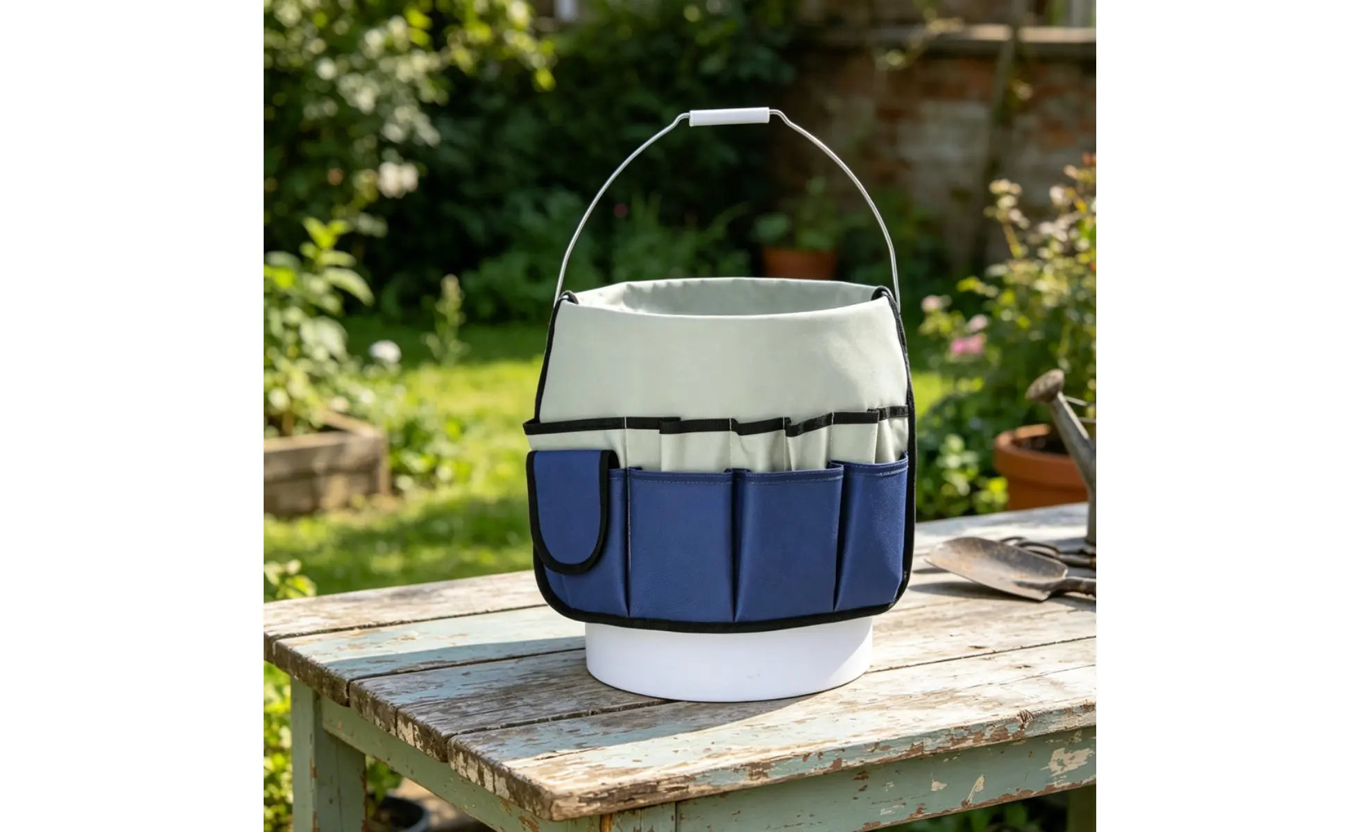 Gardening Tool Tote Large Capacity Multi-Pocket Tool Organizer Canvas Container Bag Waterproof Sturdy-Duty for Construction Site