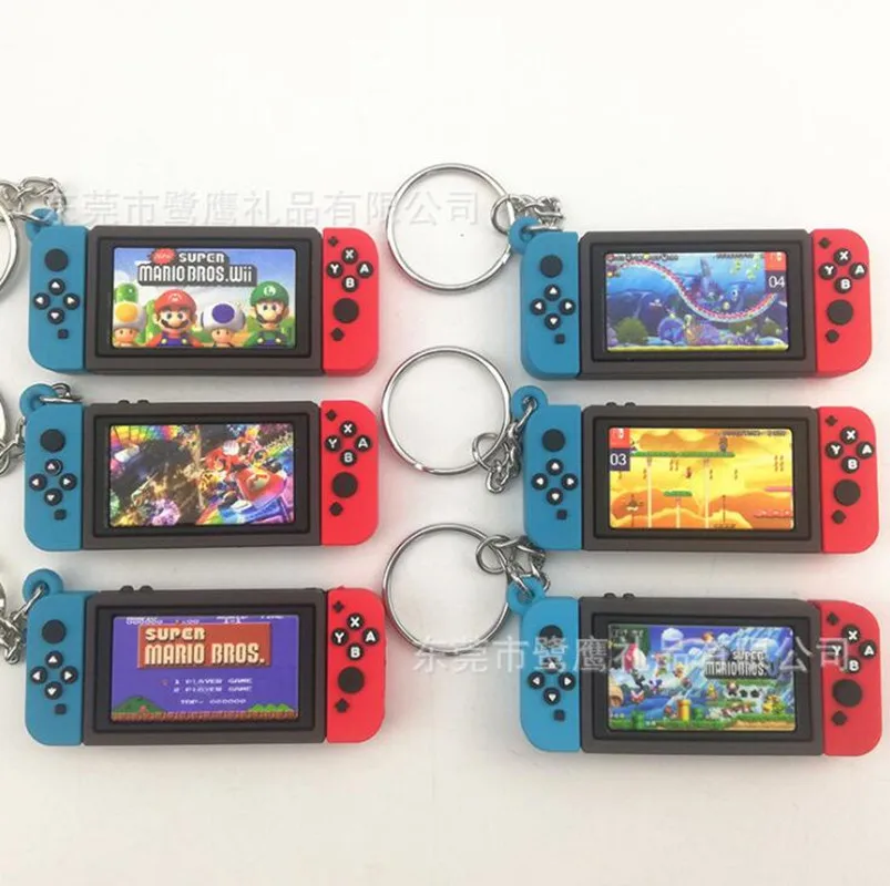 Super Mario Bros Switch Game Console Keychain toys Children's Schoolbag Car Key Pendant Ring Holder Trinkets Accessory Gifts