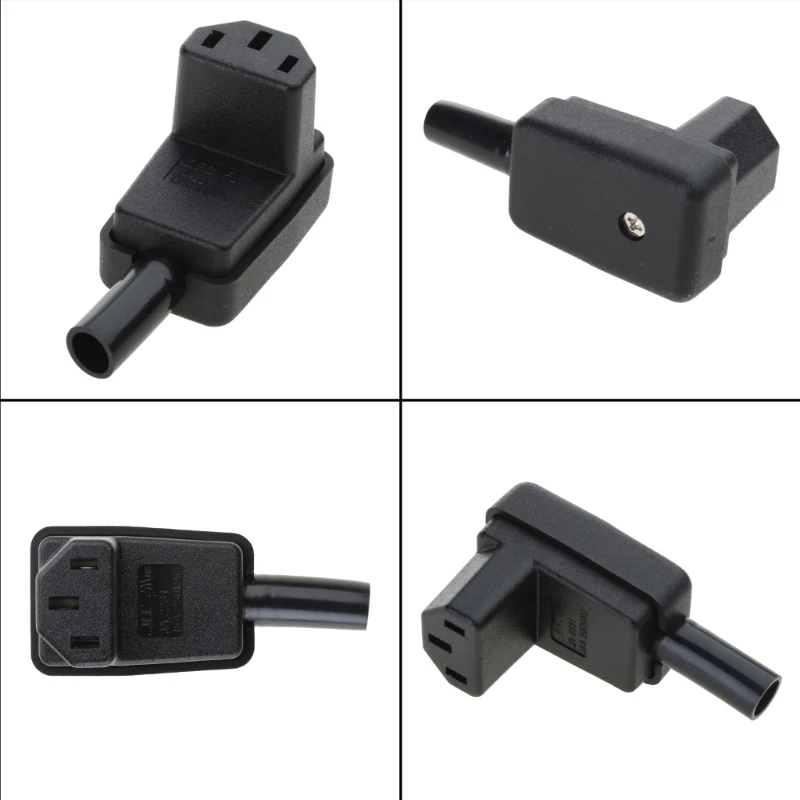 1PC C13 Female Plug Cable Connector 90 Degree Angled IEC 320 10A 250V Power Cord Connecting Plug T3EF