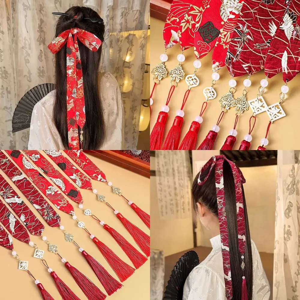 Bow Long Hair Straps Retro Hair Accessories Tassels Head Bands Chinese Style Headdress Hair Ornament Chinese Hanfu