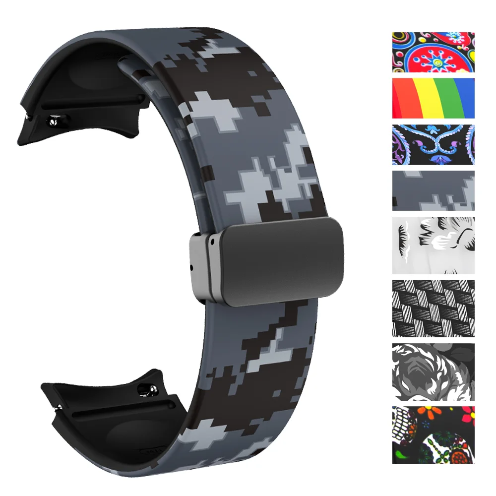 Correas magnéticas para Galaxy Watch 6, banda reflectante con estampado para Watch 4 Classic, 42mm, 46mm, 47mm, 43mm, 4/5, 44mm, 40mm