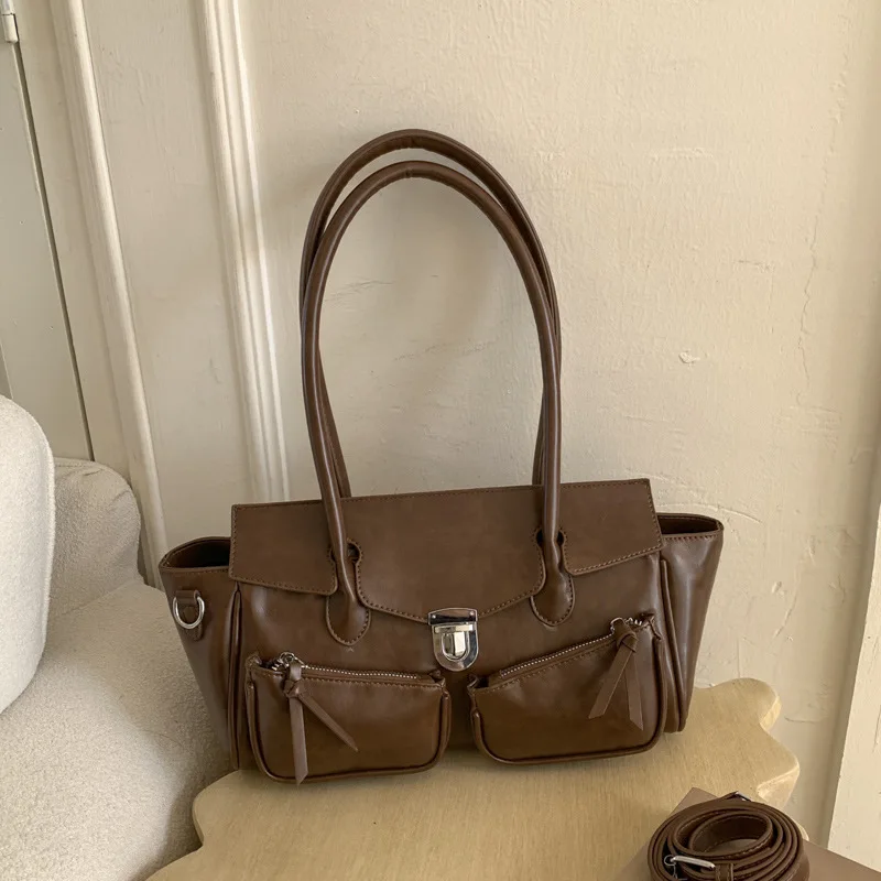 

2025 New Luxury Shoulder Bag for Women, Genuine Leather Multi-way Crossbody Tote Purse, Vintage Chic Large Capacity Underarm Bag