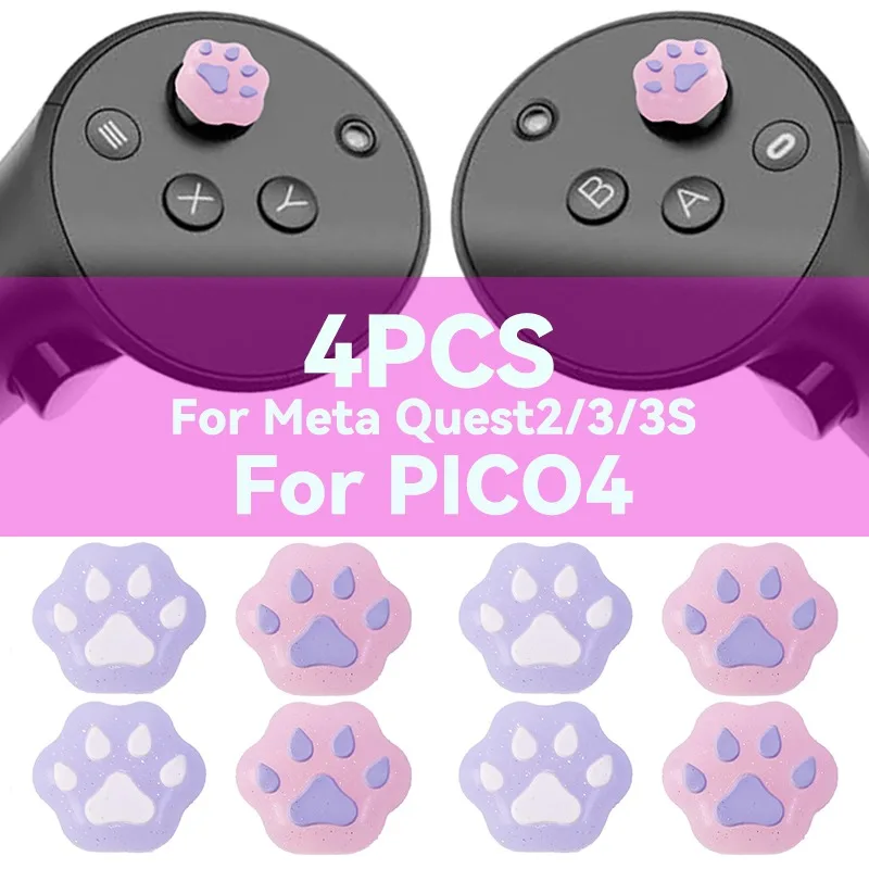 4PCS Joystick Protector for Meta Quest 2/3/3S Pico4 Controller Grip Cover Cap Silicone Rocker Sleeve for Meta Quest 2/3/3S Pico4