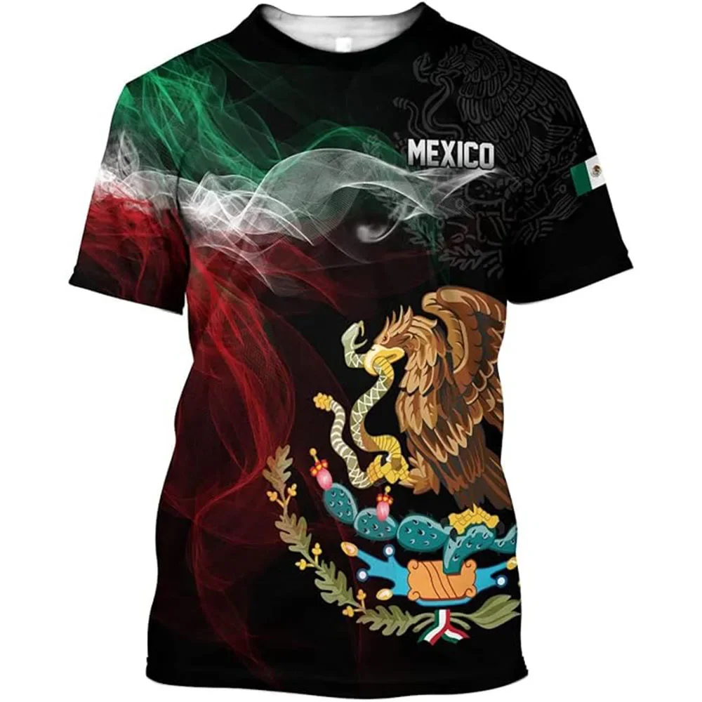 

Men's and Women's Short Sleeved Aztec Mexico T-shirt 3D Digital Printed Casual Short Sleeved 2024 Spring/Summer Top