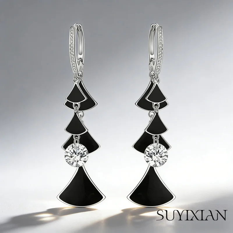 

Стильные изящные длинные серьги-вееры из стерлингового серебра 925 пробы, многослойные, персонализированные, подарок на день рождения, годовщину, вечеринку