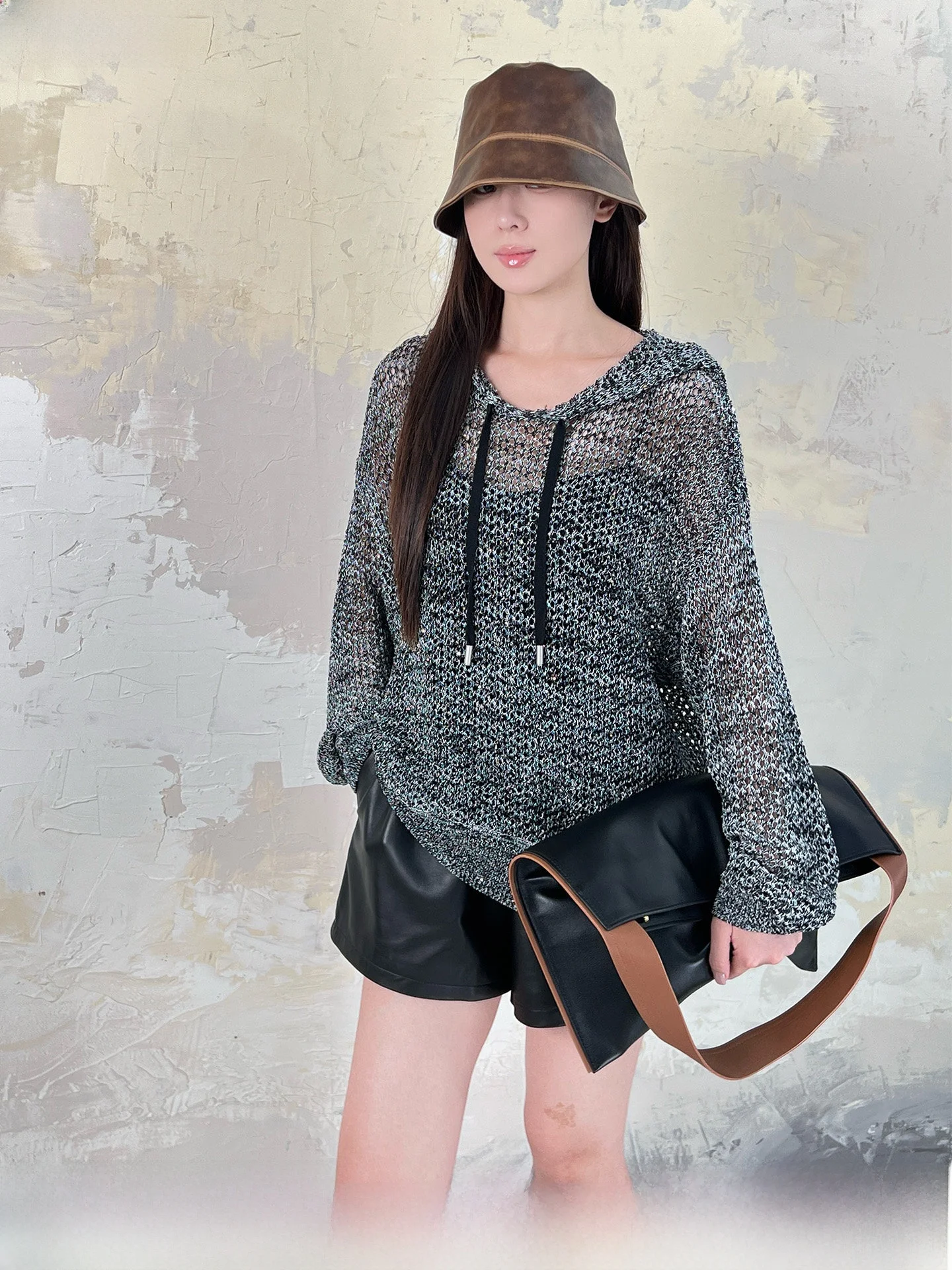 

Вязаная шапка Jin Tead с пайетками и ажурным узором, женская, длинная, повседневная, удобная, дышащая, модная, трикотажная кофта