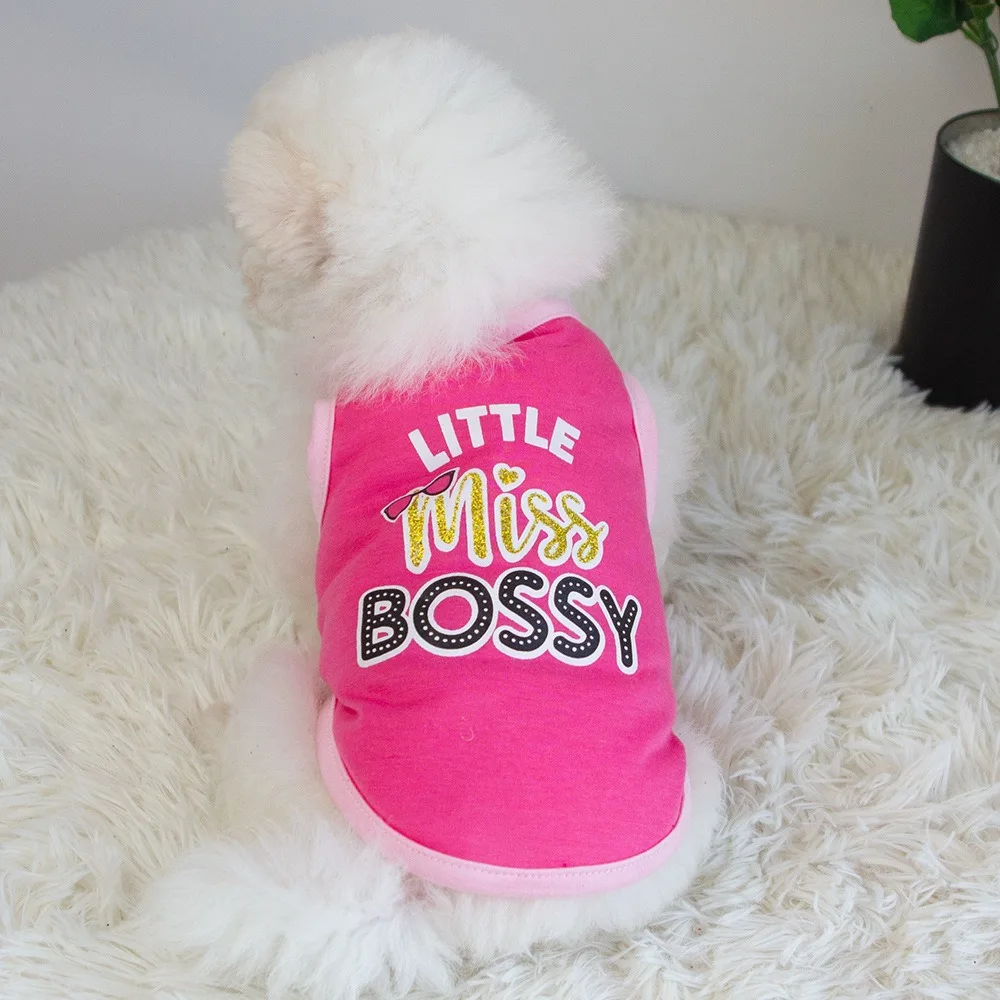 

European-style Pet Vest Spring/summer Maltese T-shirt with Letter Print Small Dog Pullover Breathable Dog Clothes