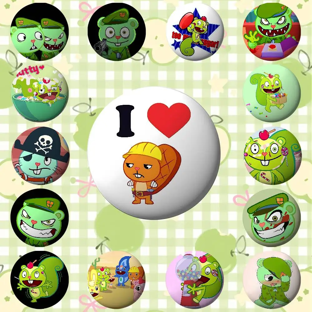 Anmie A-Happy Tree Friends-S Badges Tinplate Soft Button Pin Brooch Metal Badge Custom Jewelry Accessories Hat Bag Lapel