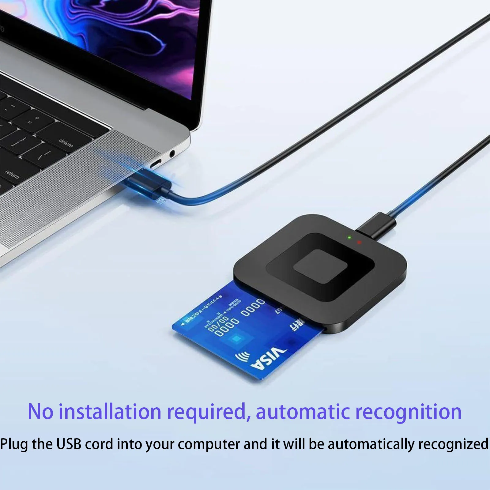 USB 2.0 Square Smart Card Reader ATM CAC DNI IC Bank Card Tax Declaration Memory Chip Card Reader Adapter for Windows Mac Laptop
