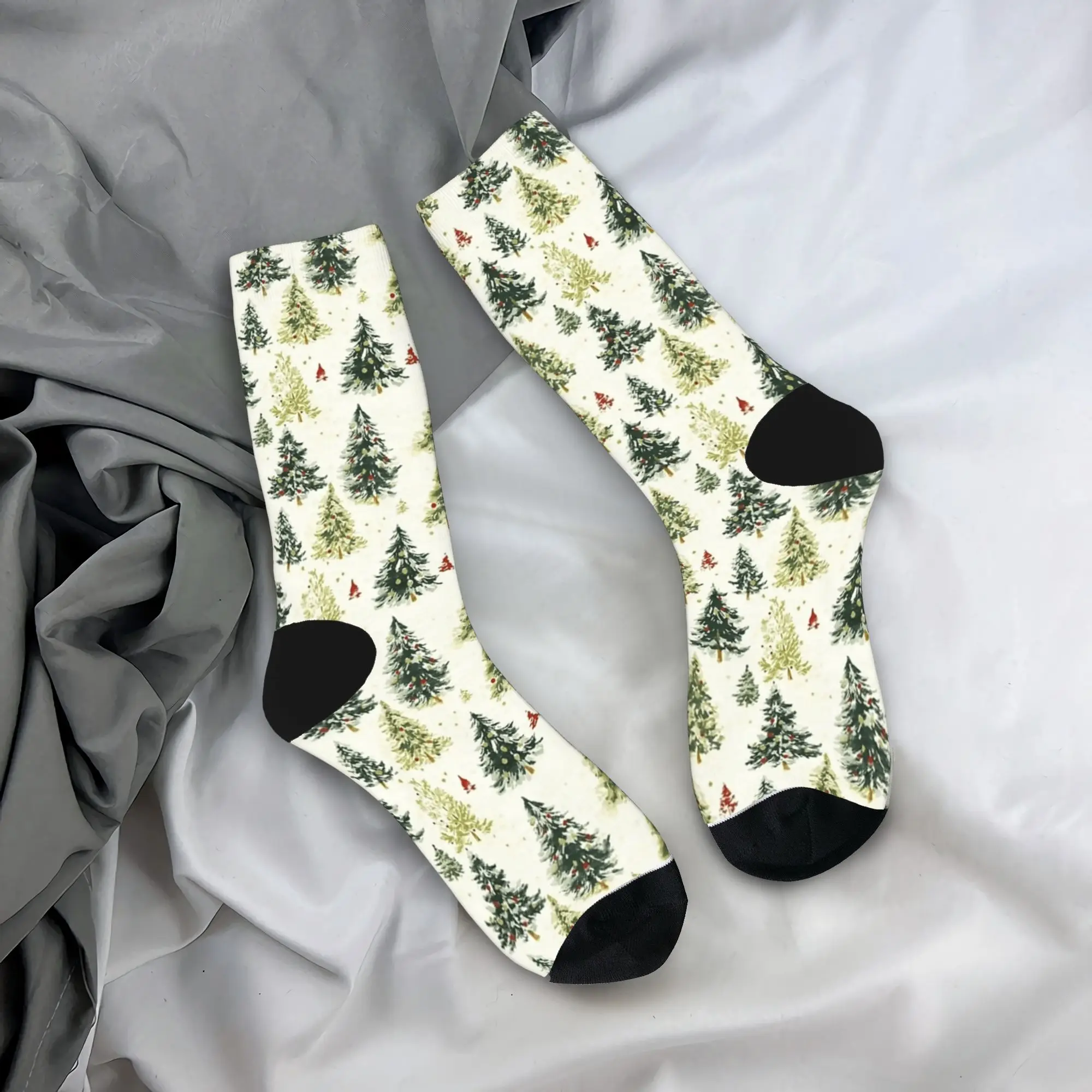

Винтажные носки с рождественской елкой, весенние чулки, новинка, мужские теплые мягкие носки с принтом, спортивные противоскользящие носки для бега