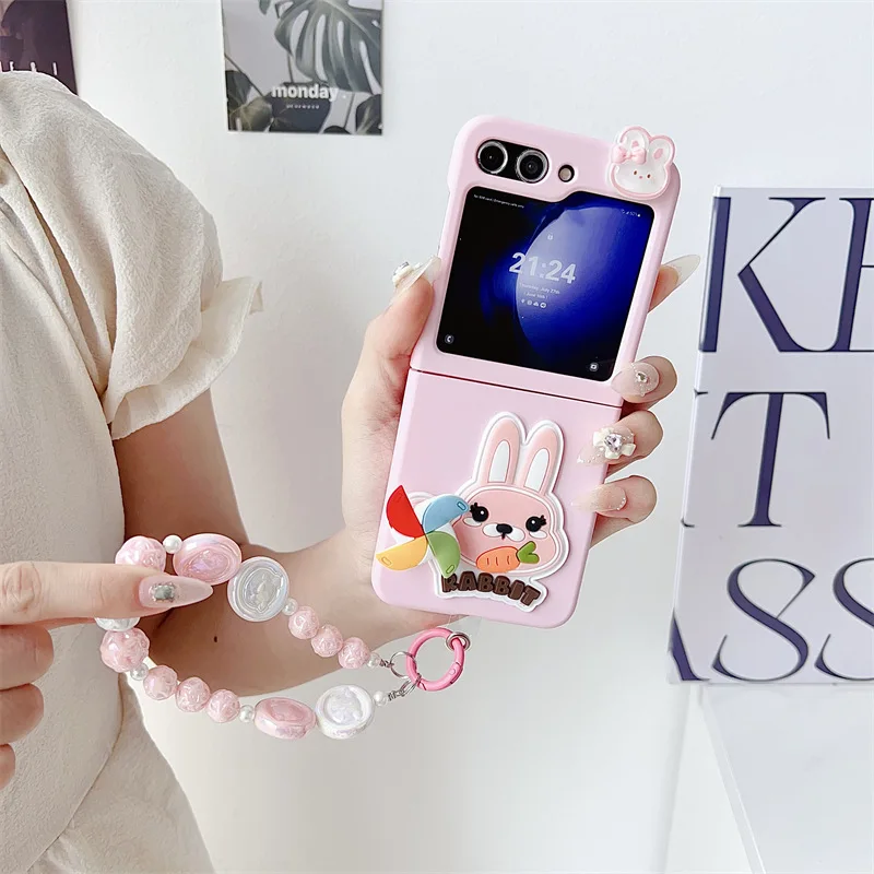 Funda de teléfono de animales de dibujos animados para Samsung Galaxy Z Flip 3 Z Flip 4 Z Flip 5 Hard PC Back Cover para ZFlip6 Case Shell