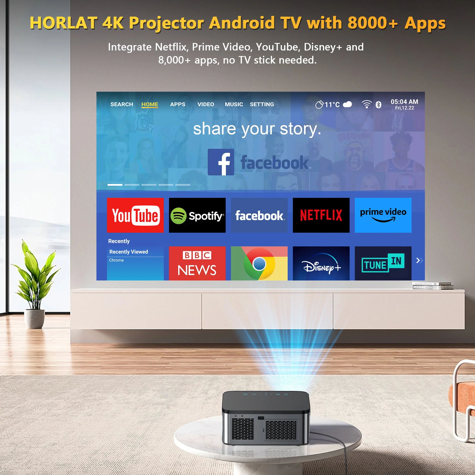 Horlat-ポータブルAndroidBeamerプロジェクター,25000ルーメン,フルHD 1080p,8kビデオ,自動キーストーン,ホームシアター,5g,wifi,テレビ