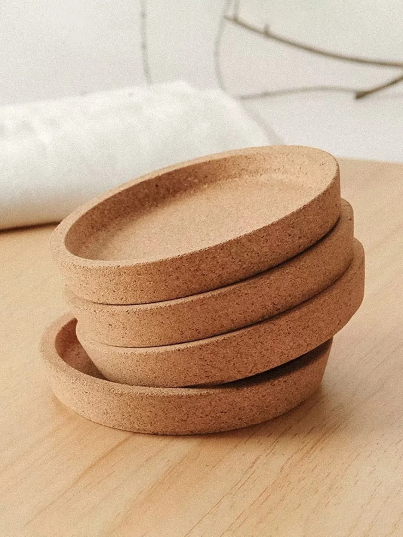 

1pc Round Japanese Style Soft Cork Cup Coasters, Heat Insulation Holders, 3D Creative Tea Cup Mats, Retro Circular Coffee Coasters, Bohemian Style Decor Trivet Pads For Restaurant