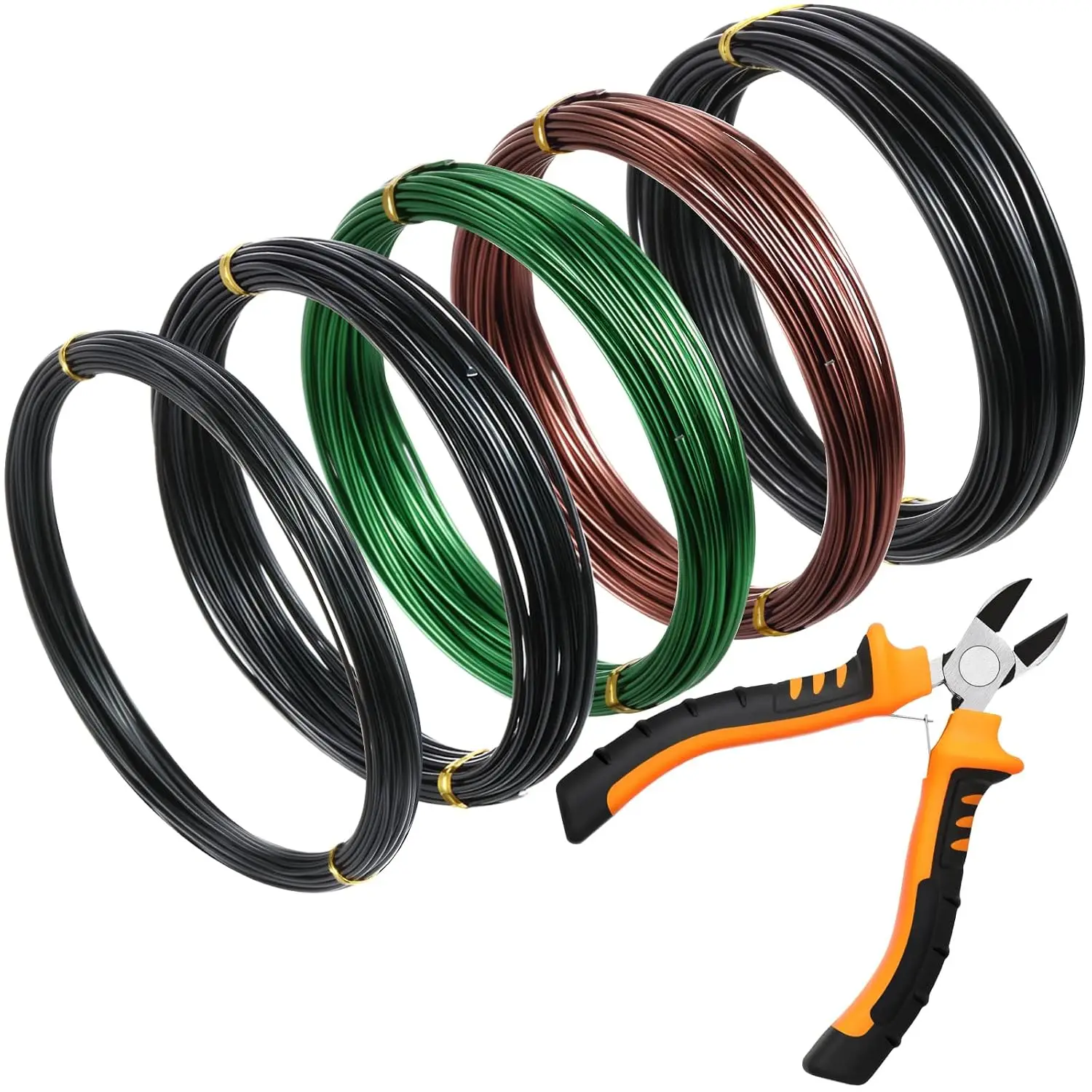 5 Roll Aluminum Bonsai Training Wire Tree 1/1.5/2.0mm with Bonsai Wire Cutter Anodized Training for Holding Branches Small Trunk