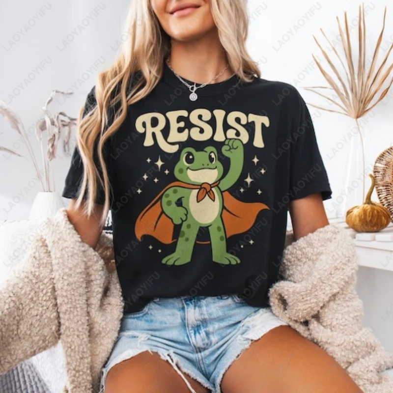 

Футболка с протестом Виральной лягушки, забавные футболки для занятий спортом, мужская и женская модная уличная одежда, хлопковая футболка с круглым вырезом и короткими рукавами, топы, Ropa Mujer