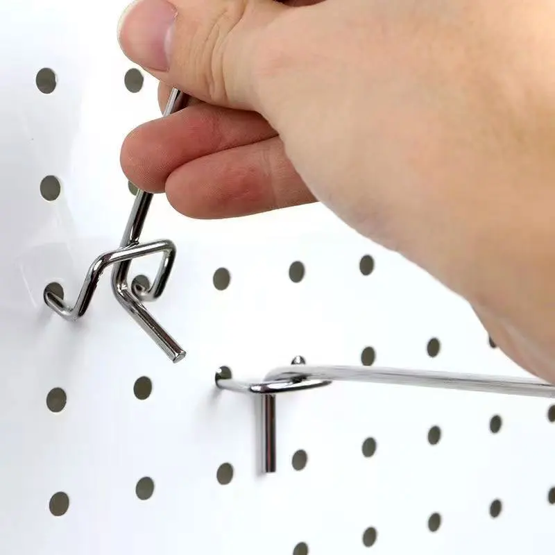 10er-Pack Displayhaken für Einzelhandelsgeschäfte, Metall-Pegboard-Haken, Warenregalhalter, perforierte Wandhaken – Detail 4
