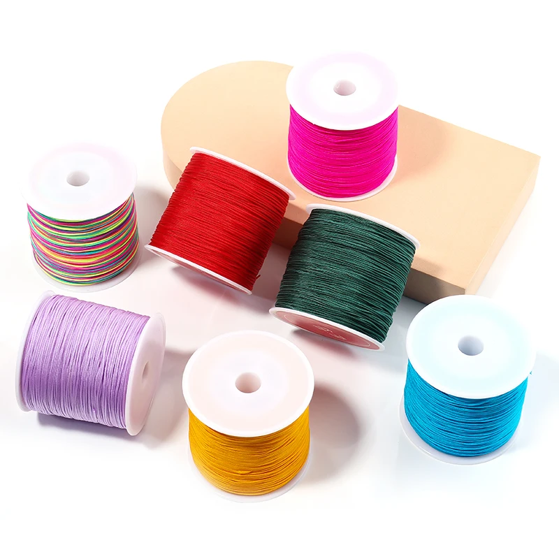 0.8mm 100yards Nylon Braided Cord Thread Wire DIY Chinese Knot Satin Beading Making Needlework Material Craft Accessory Supply