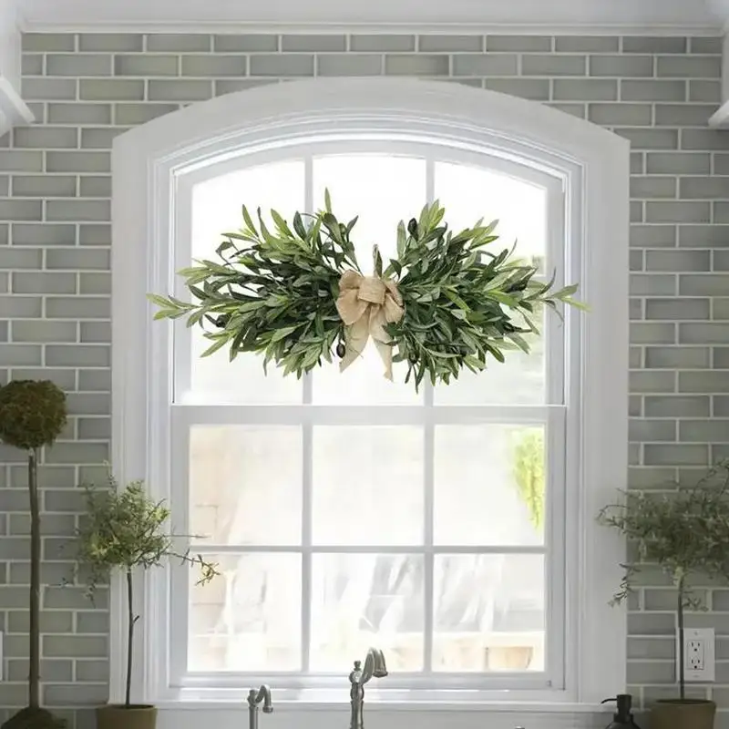 Artificial Olive Wreaths Garlands for Front Door with Olive Leaves All Season Greenery Wreath Christmas Spring Garland ornaments