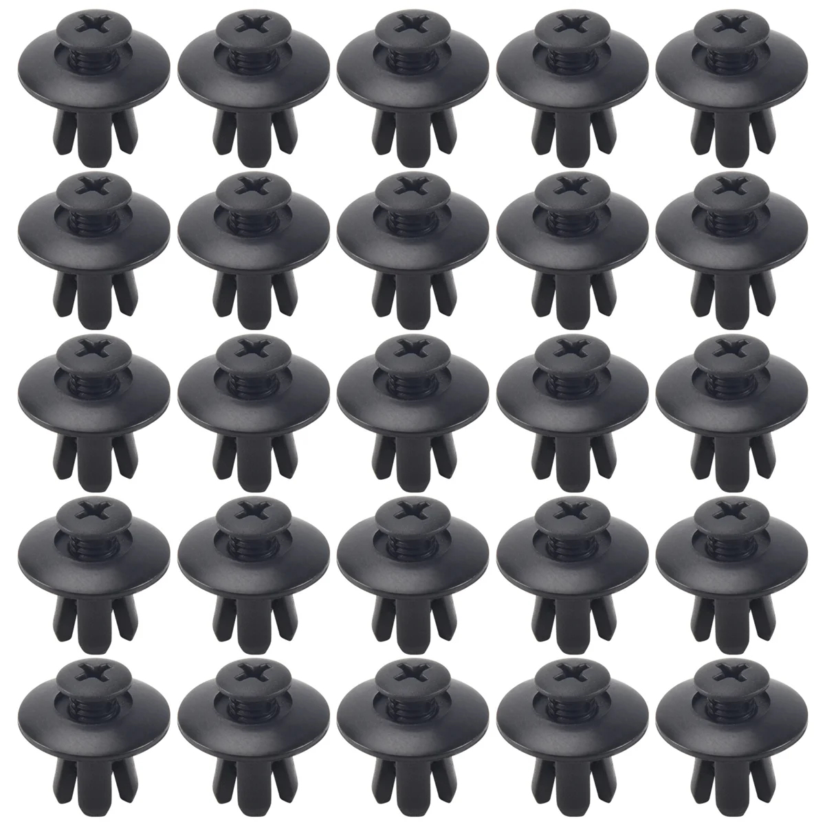 25 Pcs Plastic Push in Bumper Fender Door Rivets Clip 8mm Hole Black