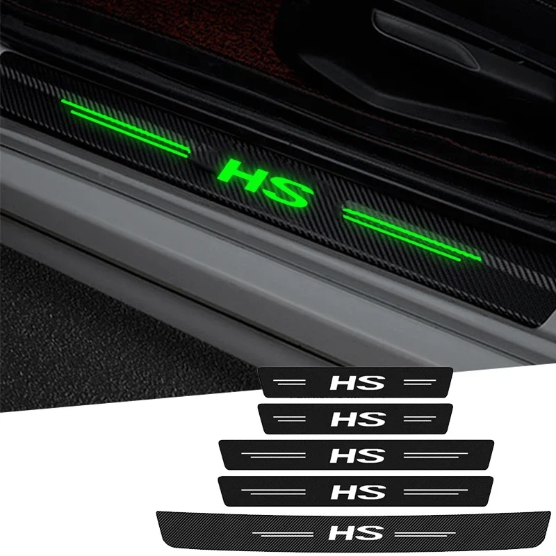 Carbon Fiber Car Door Threshold Strip Tape Sill Anti Kick Decals Luminous Stickers Trunk Bumper Film for MG HS Logo 3SW TF3