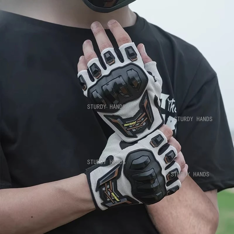 

Мотоциклетные перчатки без пальцев, летние, модные, для езды на мотоцикле, для путешествий, защита от падений, короткие перчатки