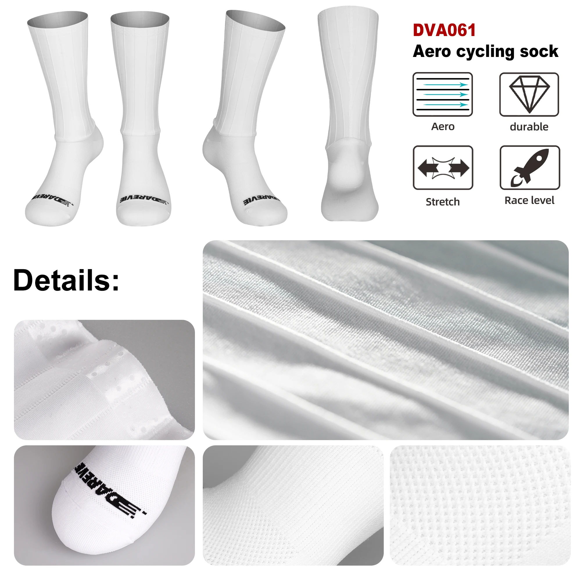 DAREVIE AERO 사이클링 맨 양말 프로 공기 역학 양말 탄성 미끄럼 방지 남성용 사... - 4