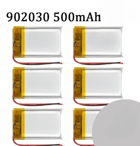 

Полимер 902030 Литий-ионная аккумуляторная батарея емкостью 500 мАч, подходящая для светодиодных фонарей, Bluetooth-динамиков, палочек для селфи, зарядная батарея