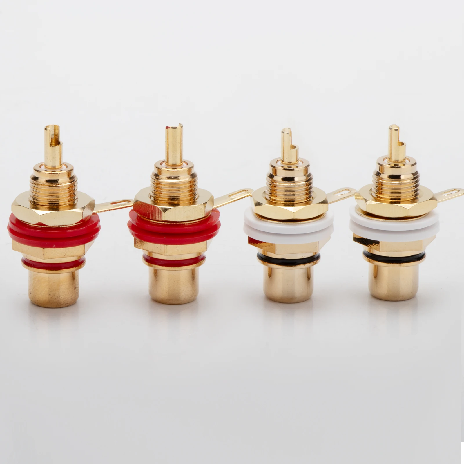 Hifi RCA Female socket Chassis Audio Jack Red Black Cycle Solder Plug Conector Chassis CMC Metal Gold Plated