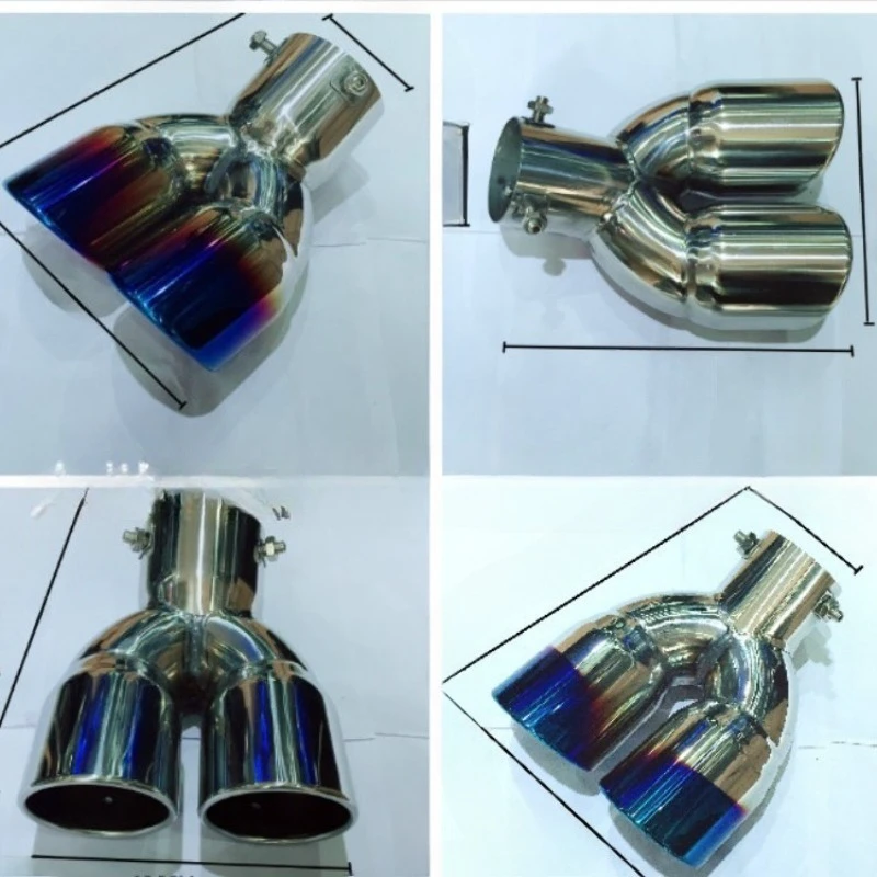 

Automobile double pipe exhaust pipe muffler one out two tail throat muffler universal thickened double tail throat tail pipe