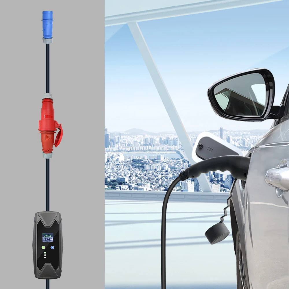 Adaptador de cargador EV 32A trifásico Cee rojo a 32A 1 fase Cee azul para cargador EV de 22KW carga de coche eléctrico EVSE