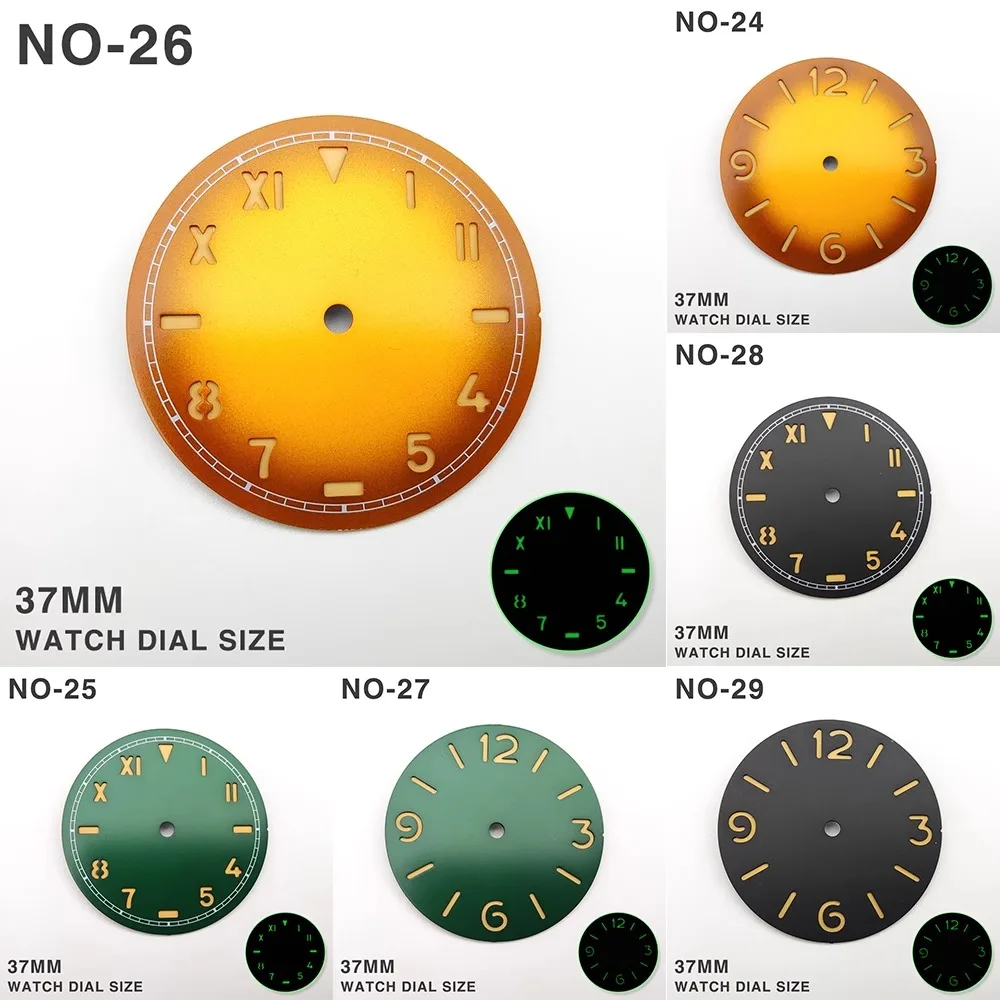 37MM MODIFIED PARTS 3600/6497 DIAL LUMINOUS WATCH LITERAL MANUAL MOVEMENT