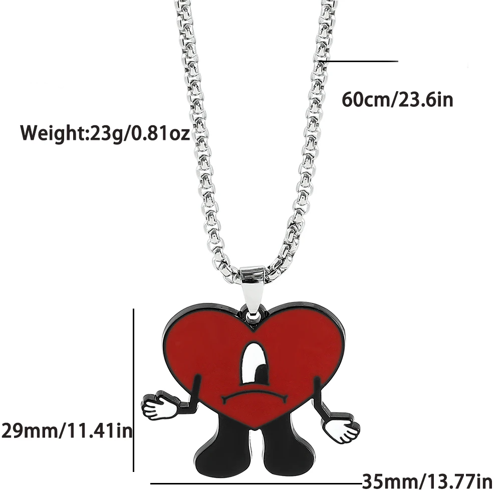 Bad Bunny 2023 Pendant Necklace Un Verano Sin Ti Corazon Heart Shape Rabbit Keychain Jewelry Gifts