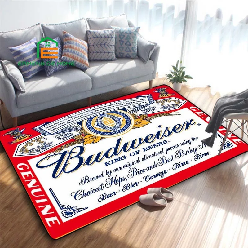 Budweiser Pattern Carpets for Bedroom Living Room Kitchen Floor Mats Home Decor Non-Slip Floor Pad Rug 14 Sizes