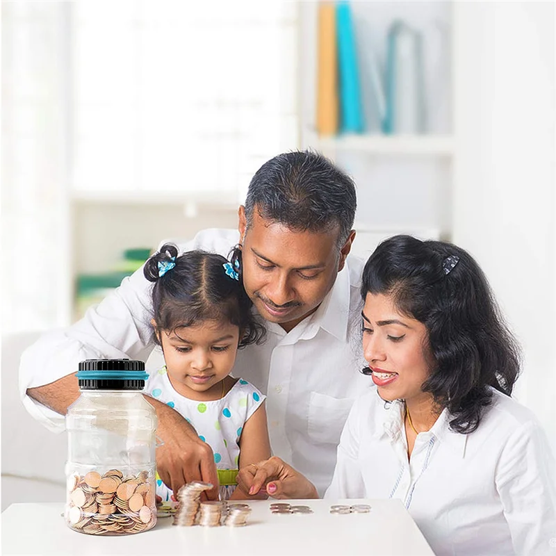 ABFN-1 Piece Piggy Bank Coin Money Box Coins Storage Box Jar 1.8L Counter Electronic Digital LCD Counting A