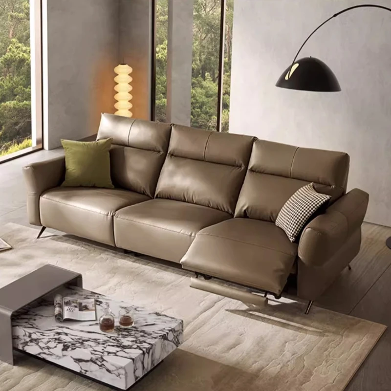 كرسي كهربائي فاخر أريكة النوم الإيطالية مصمم الحديثة صالة أريكة جلد طبيعي Woonkamerbanken أثاث غرفة المعيشة