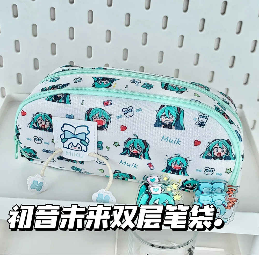 애니메이션 가상 가수 미쿠 문구 가방 필통 귀여운 대용량 학생 동전 지갑 팬들을 위한 선물 주변 상품 B