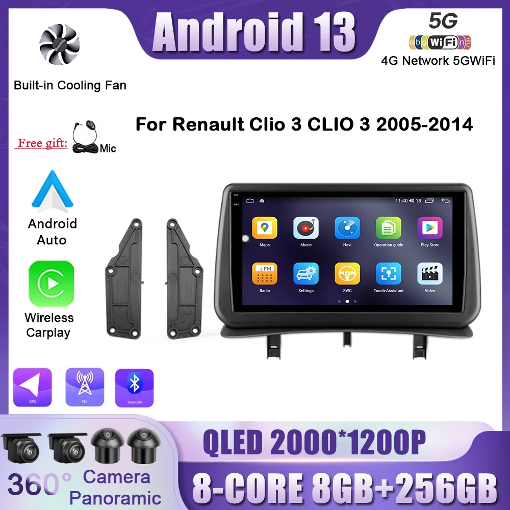 

Мультимедийная система для Renault Clio 3 CLIO 3 2005-2014, 9 дюймов, Android 13, GPS, Wi-Fi