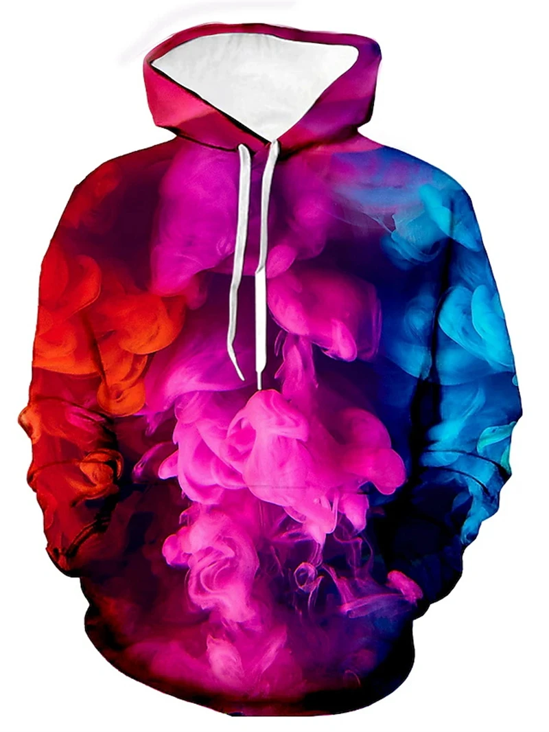 Rainbow Paint Splatter Tie-dye 3D Hoodie Men Women Fashion Casual Sweatshirts Street Hoodies Mens Clothing Comfort Y2k Clothes