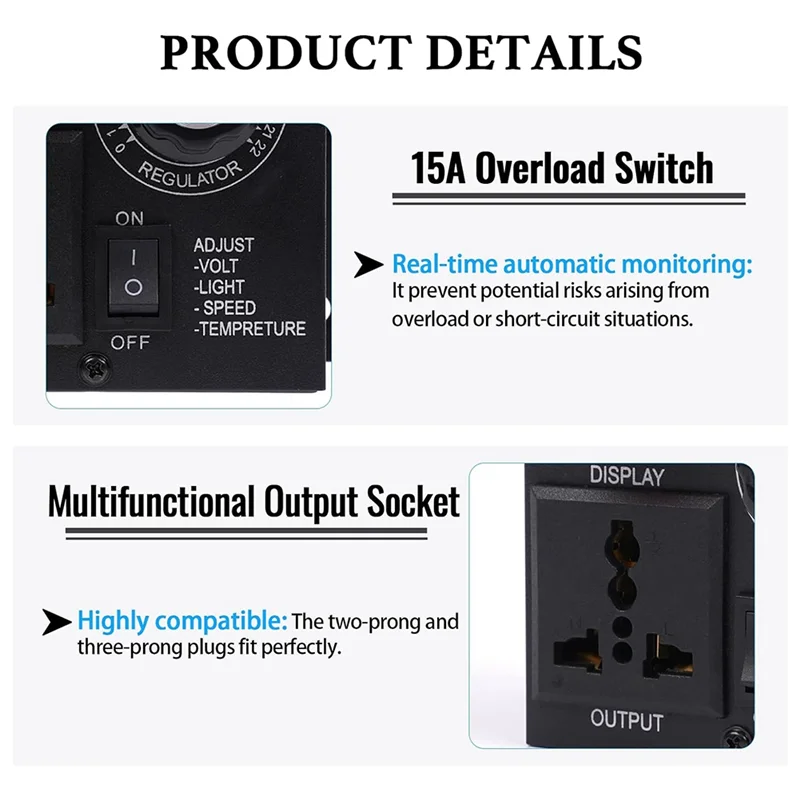 Контроллер скорости двигателя ABLL-AC, регулятор скорости переменного тока, регулятор скорости вентилятора, регулятор напряжения SCR 120 В, вилка стандарта США