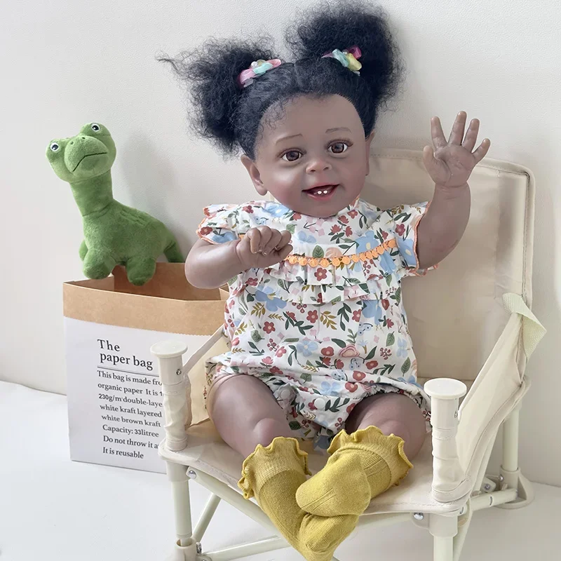 

60CM Finished Doll Reborn Yannik in Dark Skin Already Painted with Visible Veins Real Looking Baby Dolls Muñeca Reborn Bebe