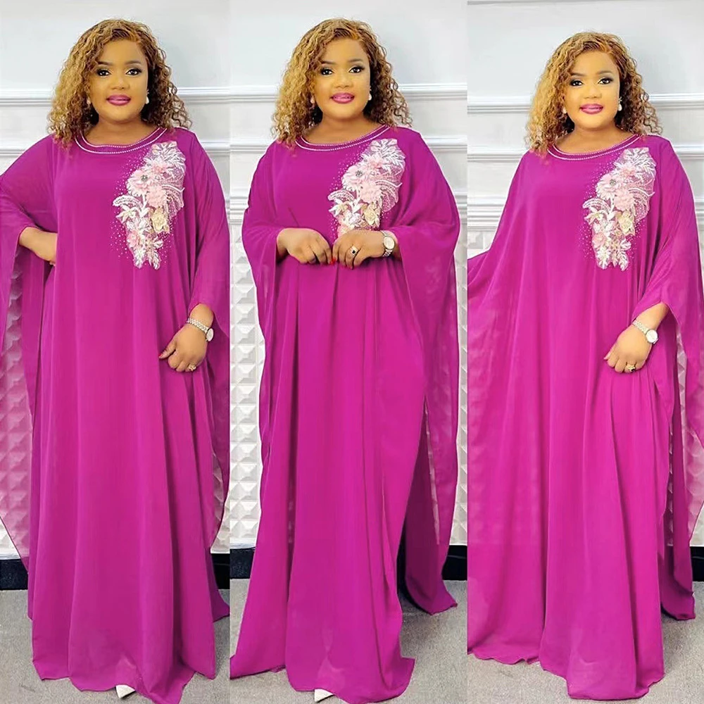 

African Abaya Women Muslim Dress Turkey Dubai Boubou Bat Sleeve Loose Maxi Dresses Kaftan Arab Long Robe Morocco Dashiki Clothes