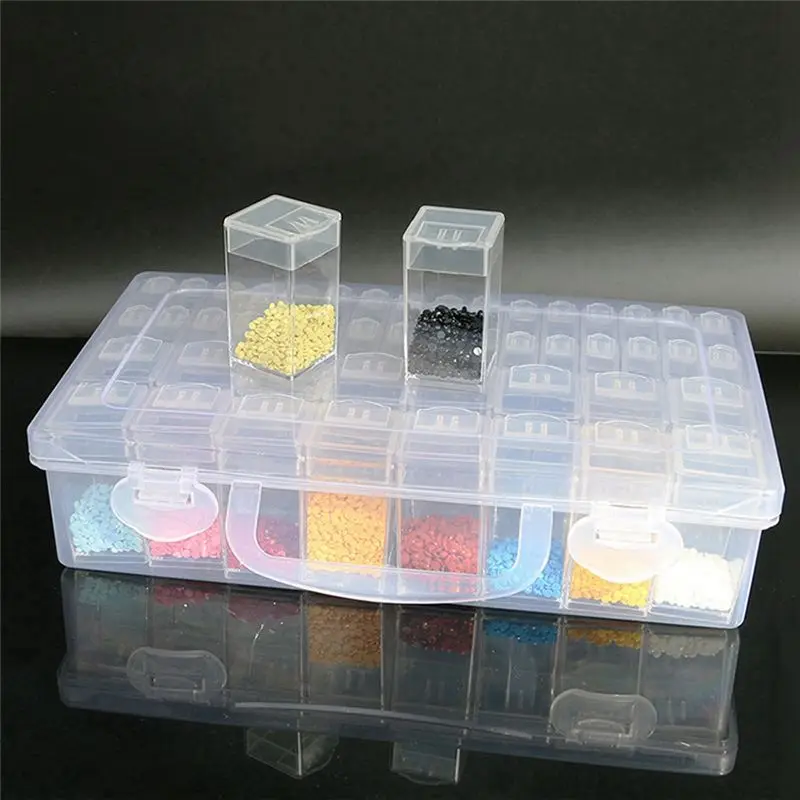 

HITL 48 Compartment Storage Box Clear Seed Bead Organizer Small Removable Container with Lid for Small Beads