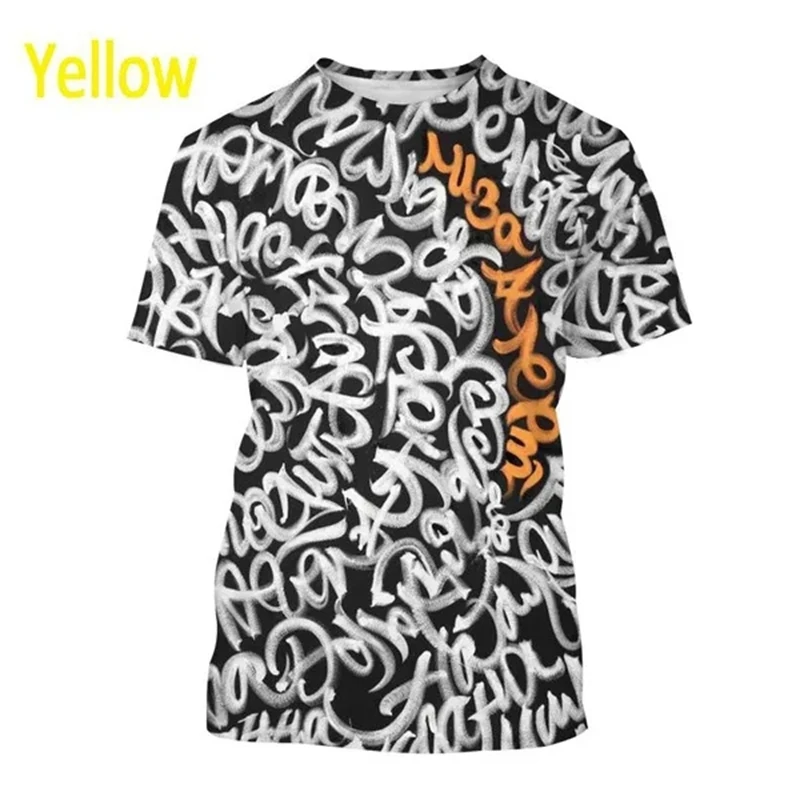 New Funny Letter Vertigo Art Print Short Sleeve T-Shirt Men's Cool Text 3D Design Hip Hop Style Streetwear Top T Shirt Cool Tees