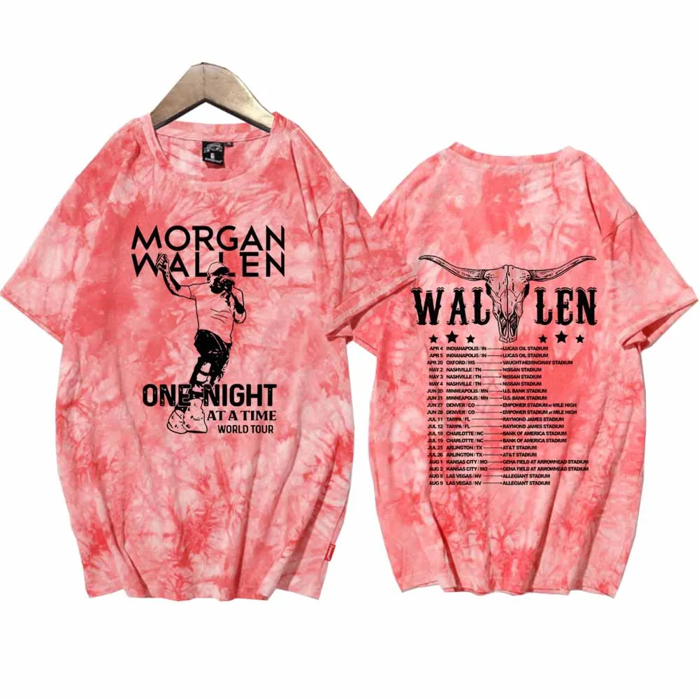 Morgan Wallen Tour 2024 Tie Dye Shirts Swift Fan T-Shirt Round Neck Short Sleeve Fans Gift