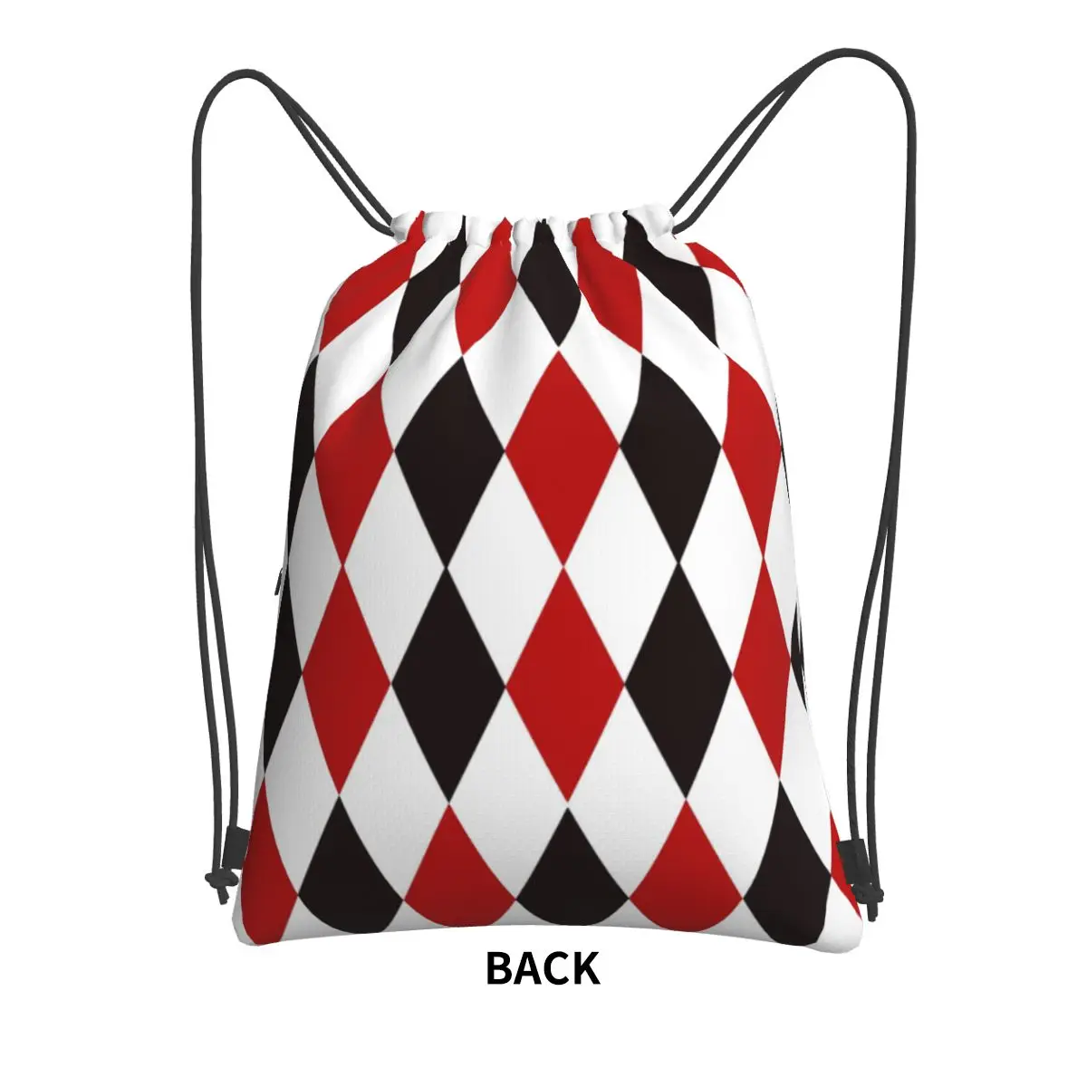 Harlequin Plaid Playing Cards Diamond Backpacks Multi-function Drawstring Bundle Pocket Shoes Bag Book Bags for Travel Students