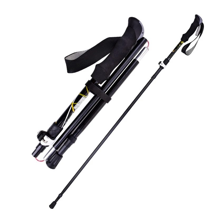 Hiking Pole Folding Aluminum Alloy Five-section Ultra-light Retractable Outdoor Ultra-short Trail Running Crutches Hiking Cane