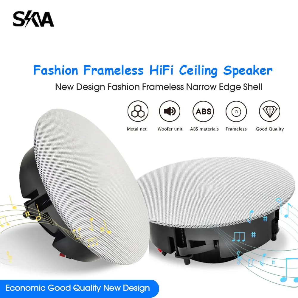 Indoor 8Ohm Passive Ceiling Speaker System 25W Stereo Sound PA Coaxial Loudspeaker Public Address for Home Background Music