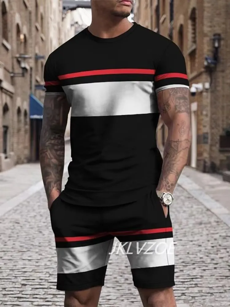 New 2024 York Prints Men's Two-piece Casual Wear Fashionable Summer Sports Casual Wear Trendy Short-sleeved T-shirt Shorts Suit