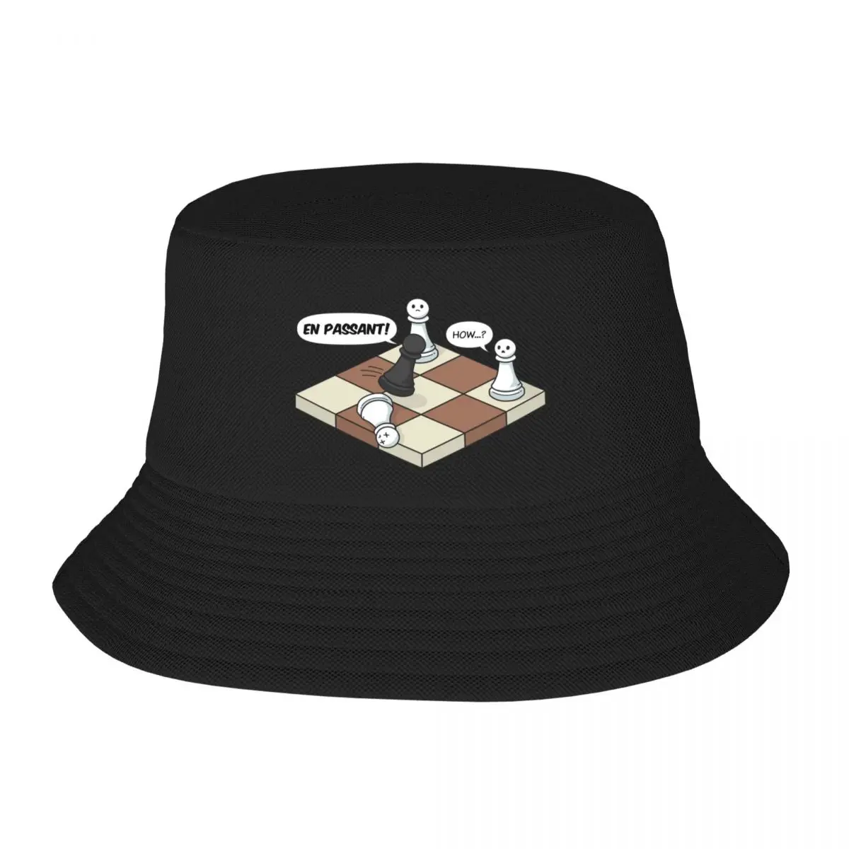 Funny En Passant Chess Comic Bucket Hat Ball Cap Streetwear Trucker Hat Golf Women's Beach Outlet Men's