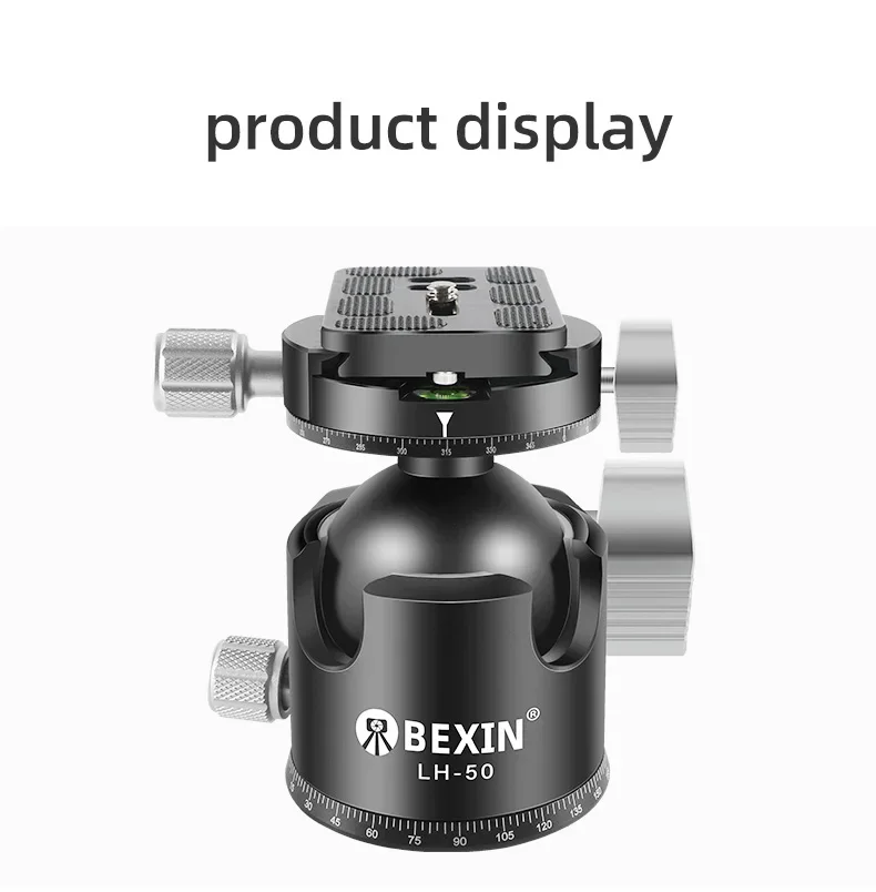 

BEXIN LH55 Tripod Ball Head Panorama Ballhead Mount Adapter U-Groove Low Gravity Center Design Max. 35kg/77.16lbs Load Capacity